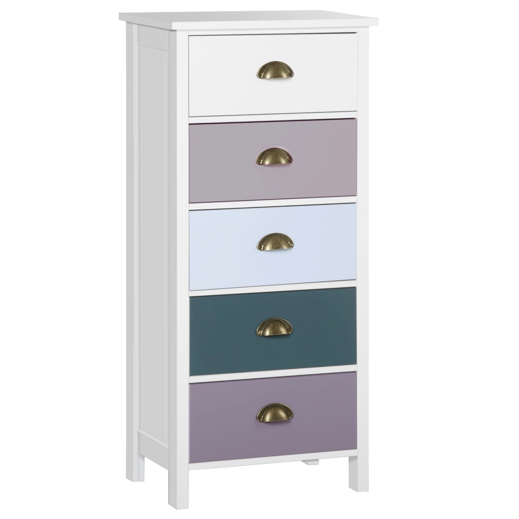 Cassettiera 5 Cassetti Multicolore ¨C Zephmum ¨C Blu Legno MDF 60x40x