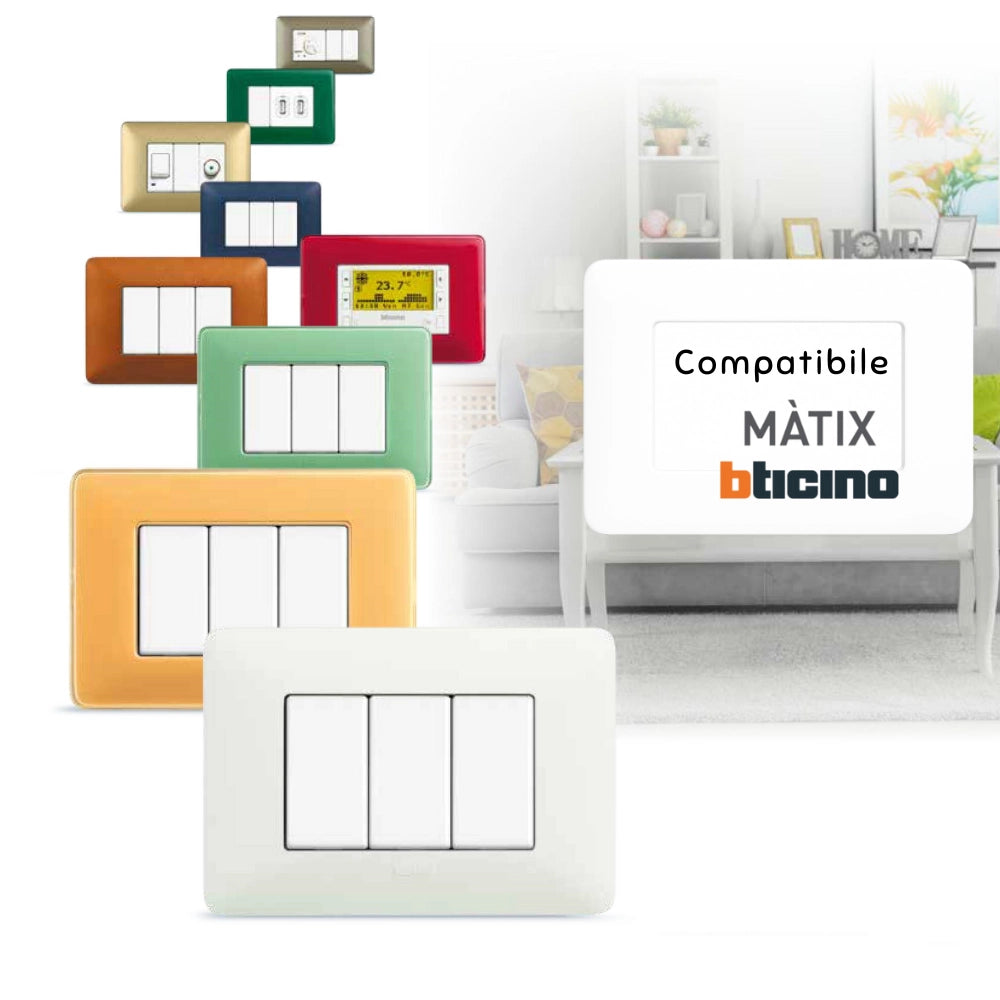 Biesse placca modulare bianca per bticino matix *** numero posti 3 moduli, confezione 1