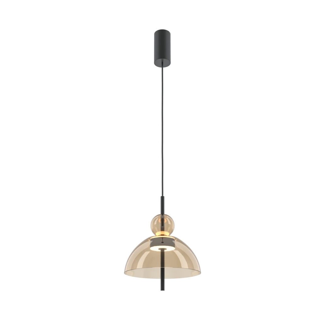 Maytoni Sospensione Moderna Bangkok 1 luce LED integrato nero metallo vetro cognac