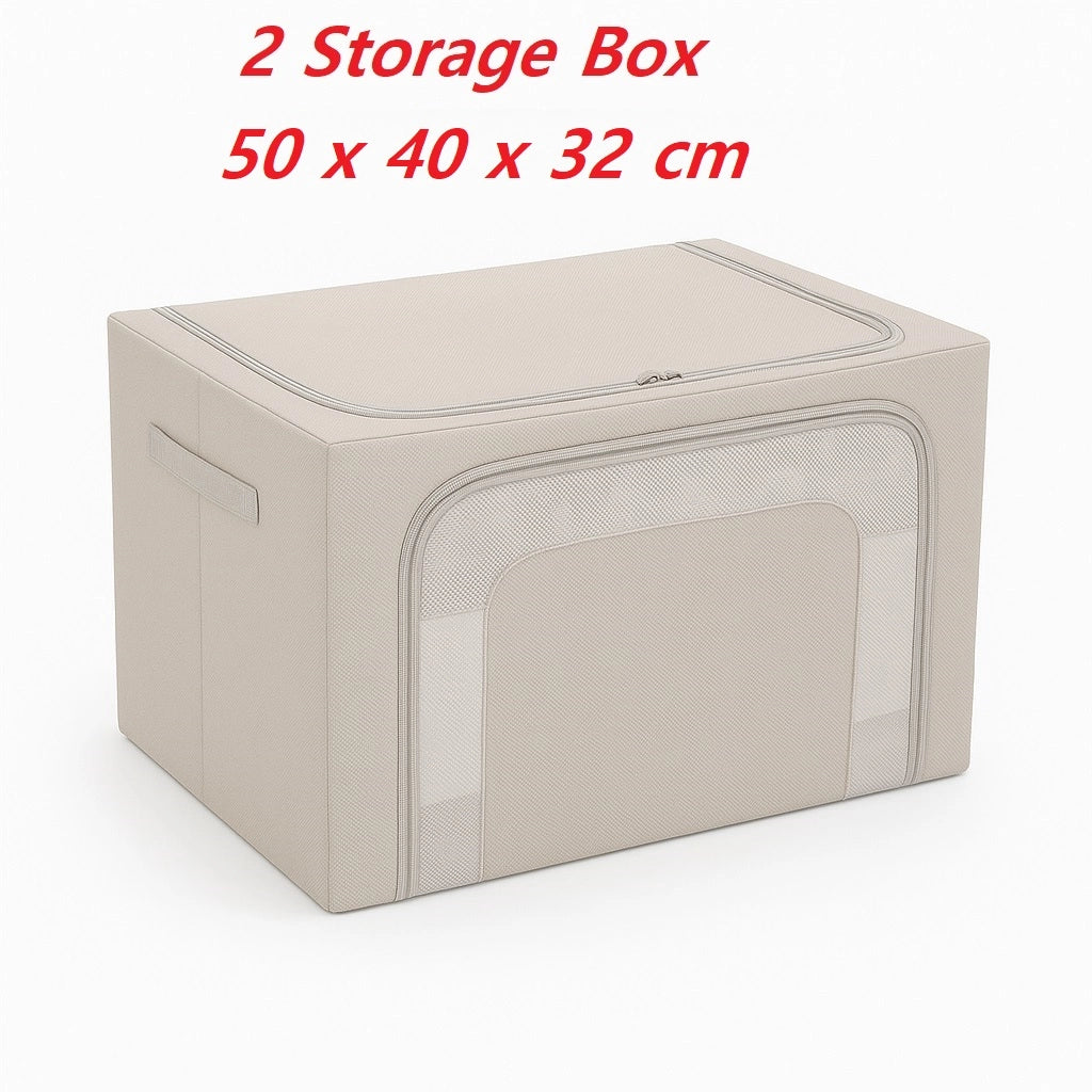 2 Scatole Pieghevoli per Armadio 50x40x32 con Struttura in Metallo e Tessuto Resistente