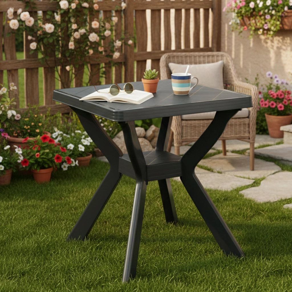 Straven, Tavolo da Esterno 4 Posti Made in Italy, 70x70x72h cm Nero Antracite