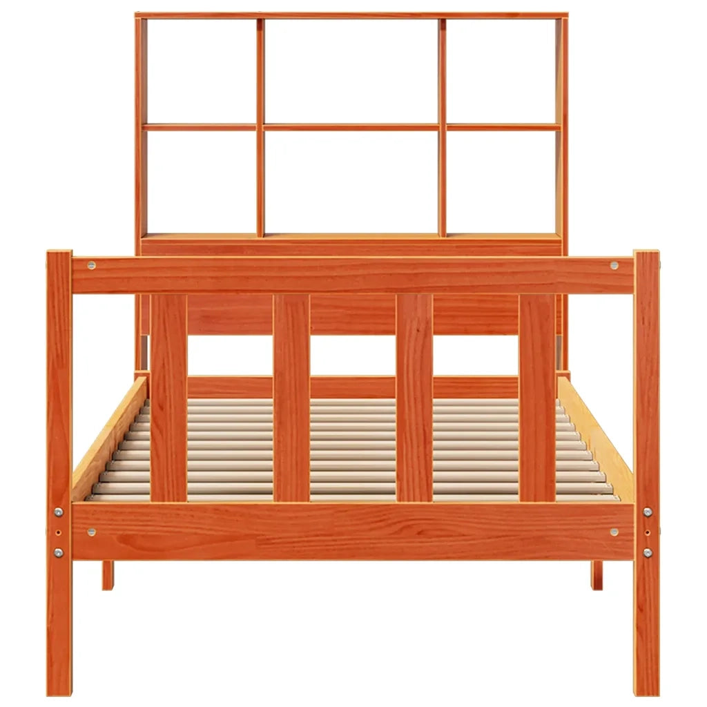 Letto Libreria senza Materasso Marrone Cera 100x200 cm in Pino 3321720