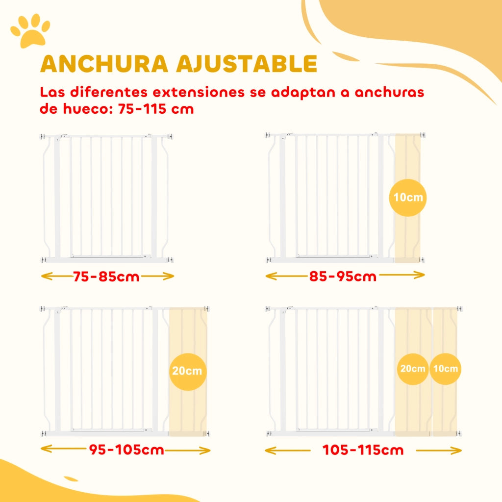Cancelletto di Sicurezza per Cani ¨C Xylo ¨C Estensibile 75-115 cm Bianco