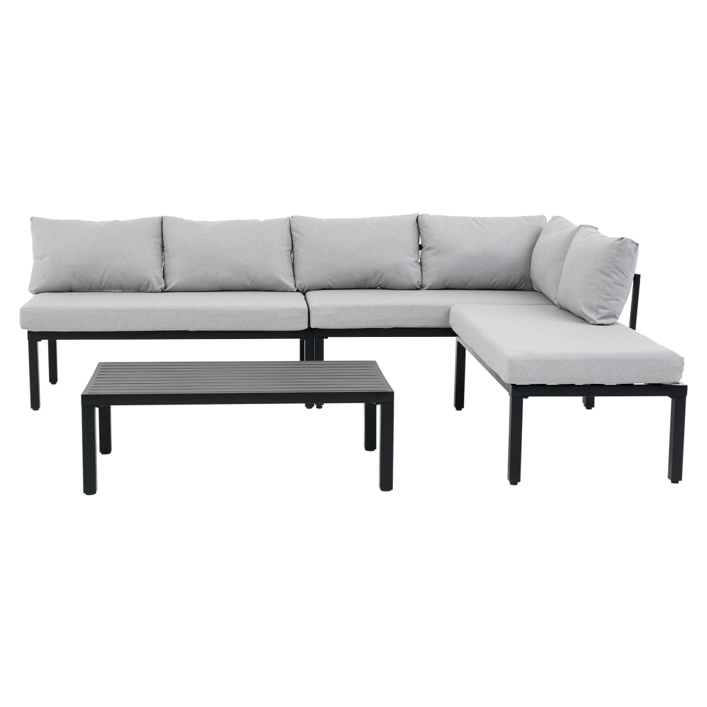 Set da Giardino Modulare 6 Posti con Tavolo ¨C MINIMAL ¨C Polyrattan Grigio