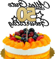 Decorazione per torta 50° compleanno - Tapecizia nera e oro glitter per torta - Decorazione per torta