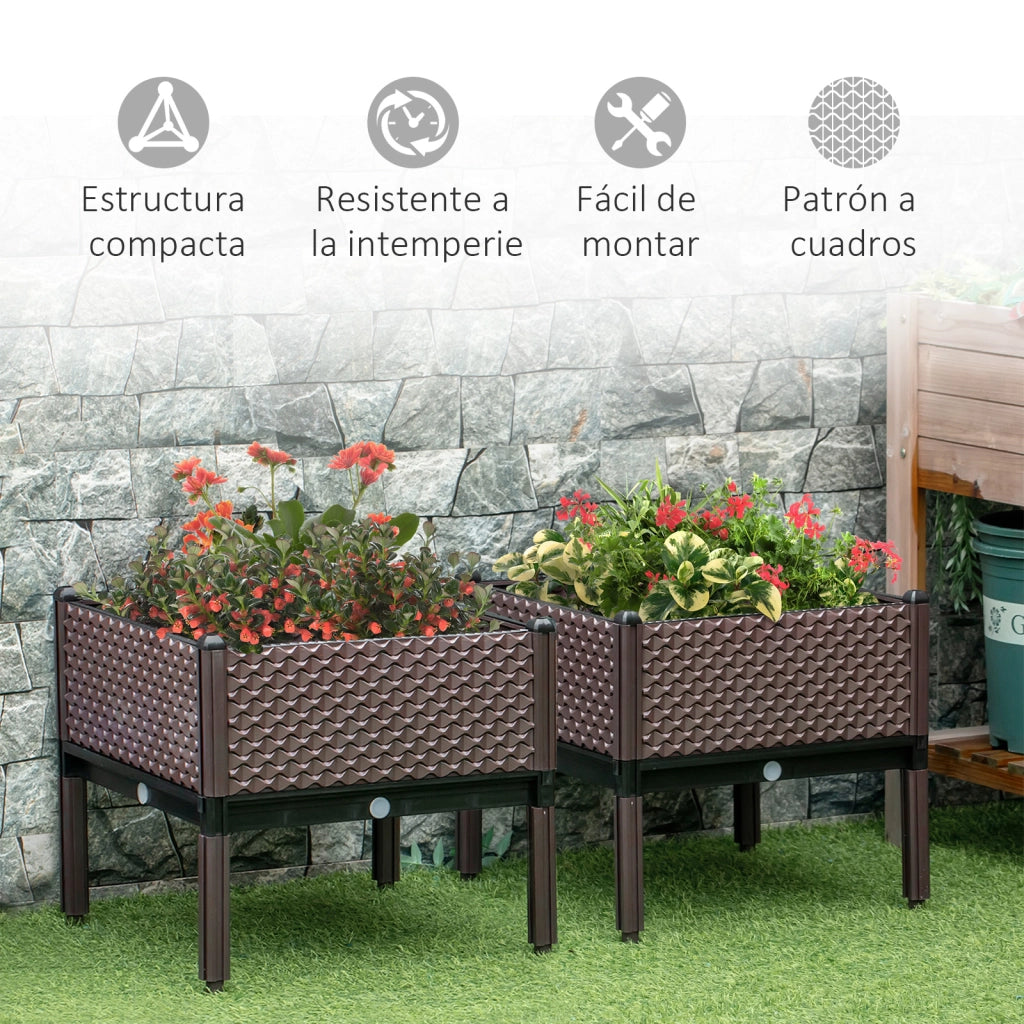 Giardiniere Quadrate Elevate 2 Pezzi ¨C zephmum ¨C 50x50x46,5 cm Marrone