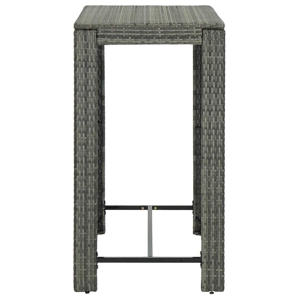 Set da Bar da Giardino 7 pz | Set Salotto da Giardino con Cuscini in Polyrattan Grigio