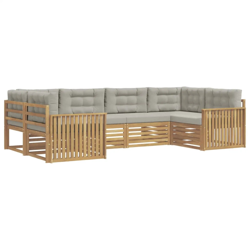 Set di divani da esterno 6 pz Bianco e Grigio Chiaro 3391041