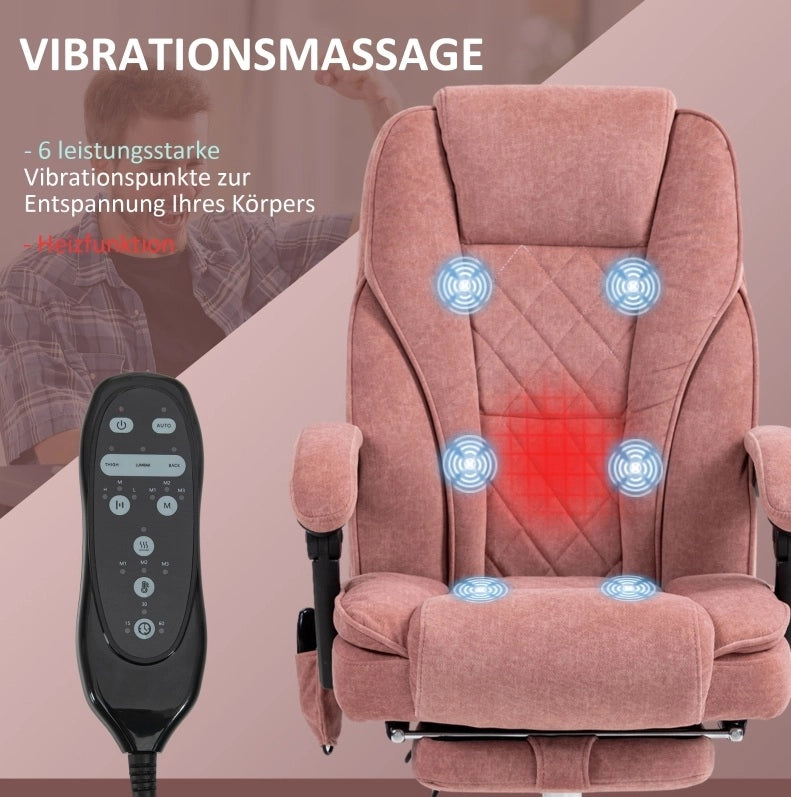 Sedia da ufficio ergonomica con massaggio e calore, rosa