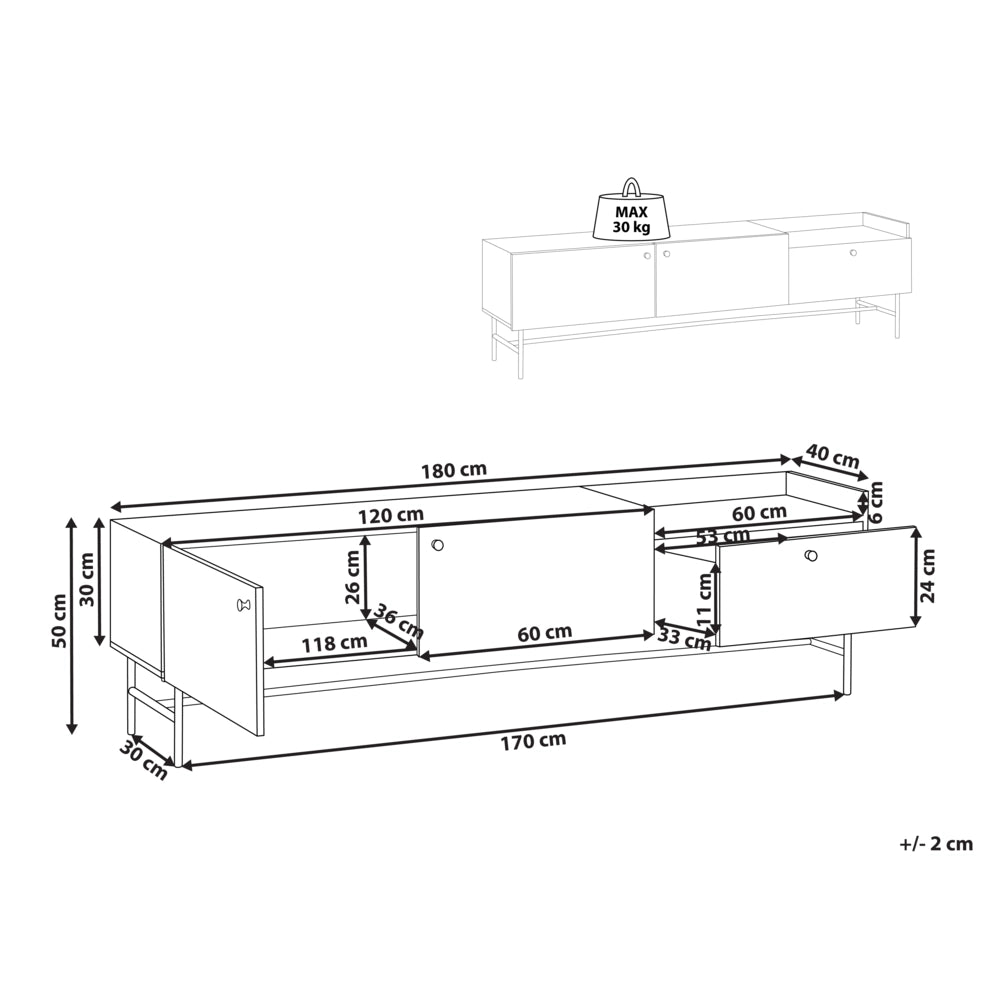 Porta TV Legno scuro Truciolato Gambe in metallo Mobile TV Credenza con 2 ante e cassetto Stile tradizionale retrò