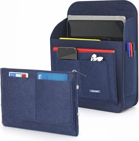 Organizzatore multifunzionale di pelle in stile classico, 16L, 26x10x35cm - blu marino