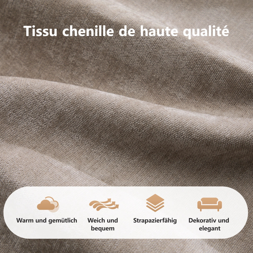 Divano modulare senza telaio 204x95x76 cm in chenille taupe con schiuma ad alta densità
