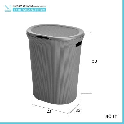 Cesto portabiancheria grigio antracite capacità 40 lt