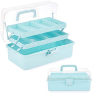 Cassa di Stoccaggio 3 Livelli - Cassetto Multifunzionale - Organizzatore con Coperchio - Classifica con Individuazione Flessibile - Scatola di Cosmetici - Organizzatore con Coperchio - Blu chiaro - Cassa di Stoccaggio
