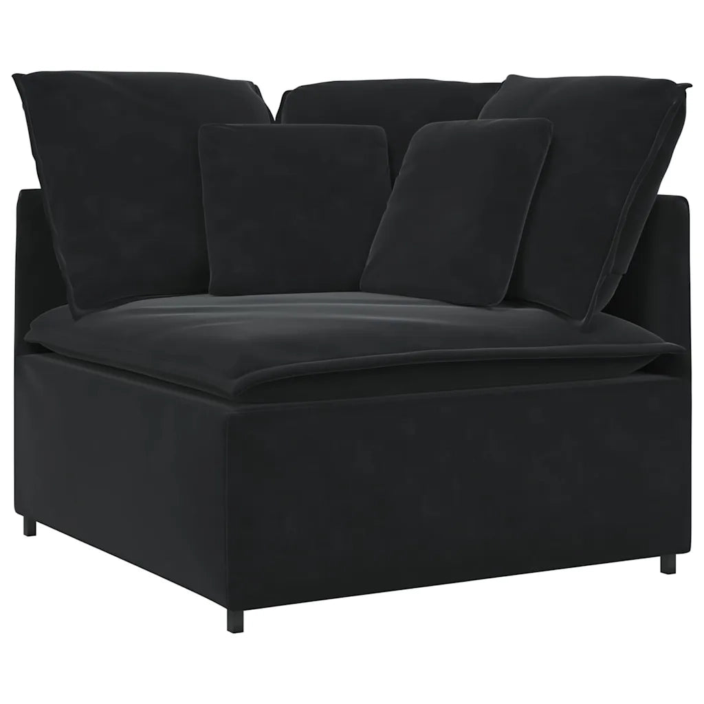 Divano Modulare con Cuscini in Velluto Nero 3321284
