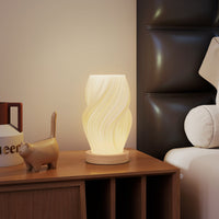 Lampada da Tavolo Ondulata a 3 Tonalità Ø12x20 cm con presa USB in ABS e Caucciù Bianco