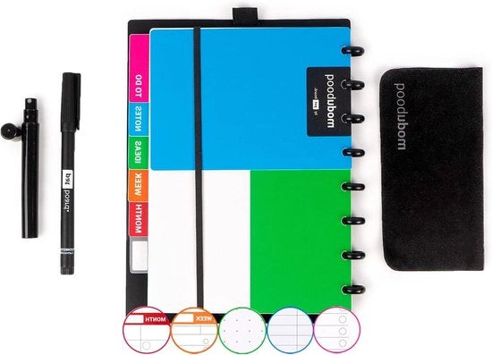 Libretto A5 modulare riutilizzabile con sistema di organizzazione a schede e sistema discbound - Pagine modulabili con tecnologia duratech3 - Lavabile e scrivibile come carta