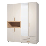 Armadio Camera da Letto Merlino, Guardaroba Grande 2 Cassetti, 179x226.5h cm Bianco Crema