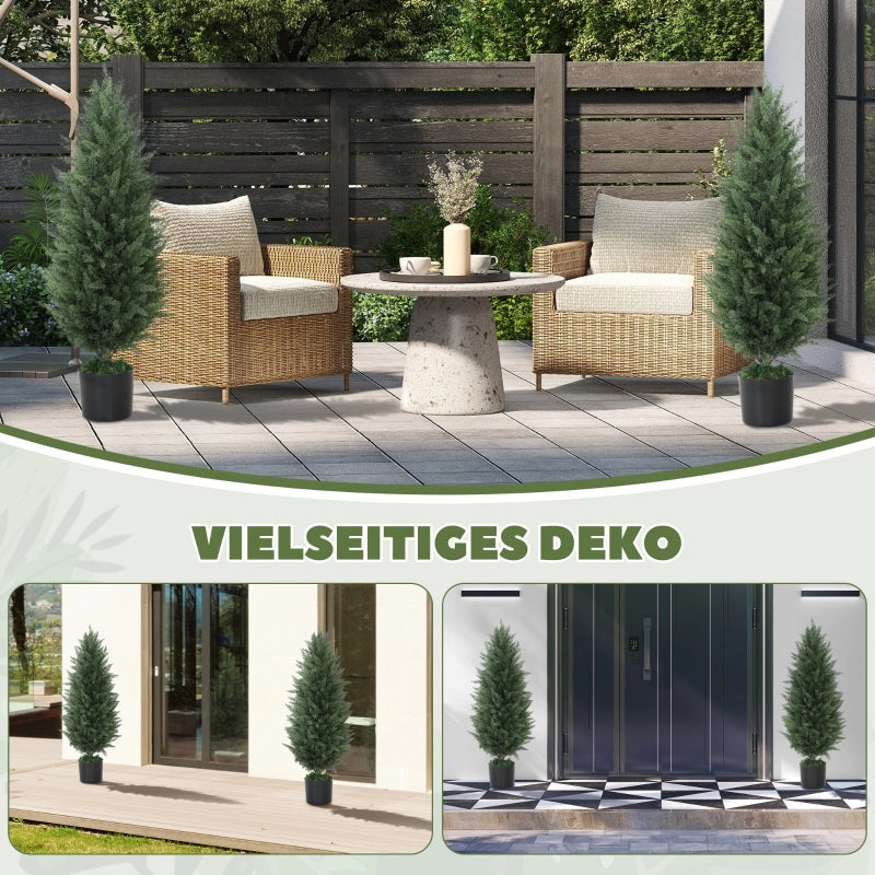 Set di 2 cipressi artificiali, grandi 90 cm, pianta artificiale, piante artificiali in vaso, albero artificiale resistente ai raggi UV, decorazione