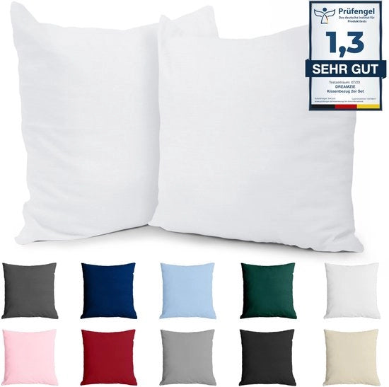 Cuscino coprente 40x40 tessuto di cotone rinforzato (set da 2) - Bianco - Tessuto compatto con 57 fili/cm² - Cuscino coprente 40x40cm - Certificato Oeko Tex - Modello non specificato