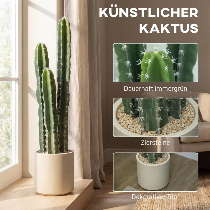 Pianta artificiale di cactus alta 95 cm con vaso decorativo, realistica, per interni