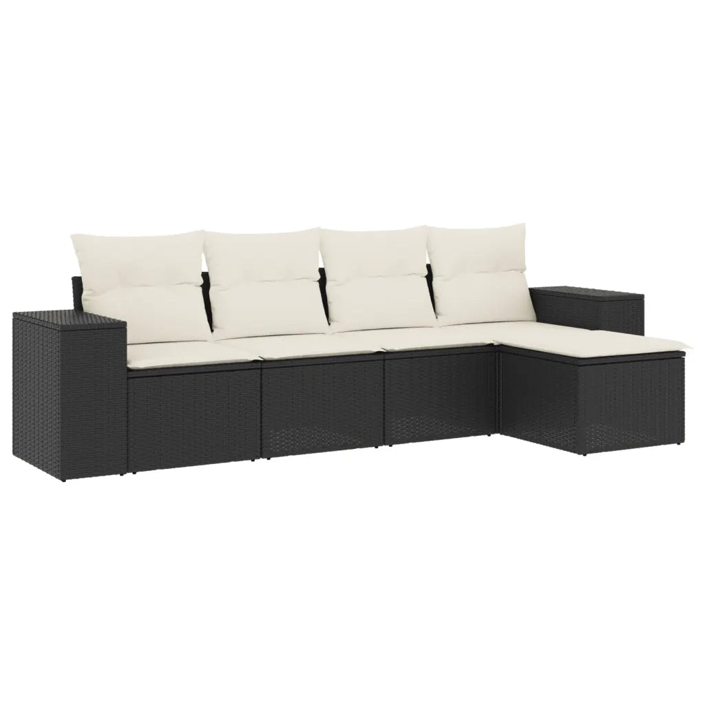 Salotto da Giardino-Set Divani da Giardino 5 pz con Cuscini in Polyrattan Nero 353147
