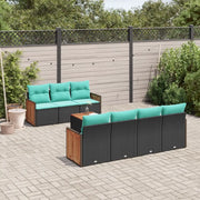 Set Divani da Giardino 8 pz con Cuscini Nero in Polyrattan 3227485