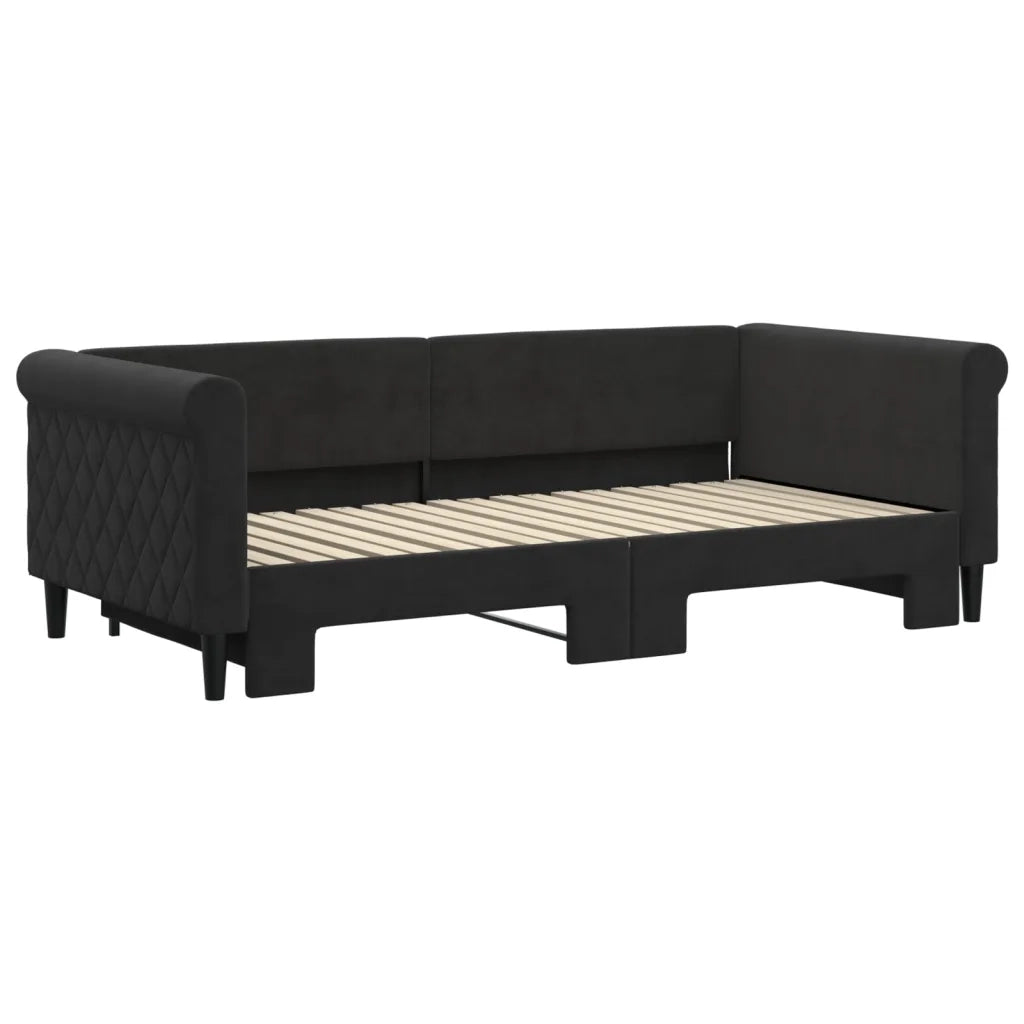 Divano Letto con Letto Estraibile-Sofa Letto-Daybed Nero 90x190 cm in Velluto 643311