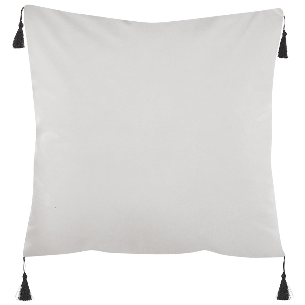 Set di 2 cuscini motivo geometrico nappe 45 x 45cm bianco e nero