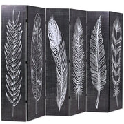 Divisorio Ambienti | Divider per stanze | Paravento Pieghevole 228x170 cm Stampa Piume Bianco e Nero