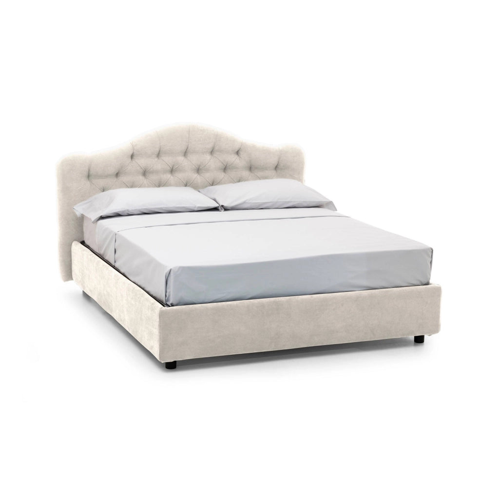Letto Matrimoniale Alfer, Letto Matrimoniale Materasso Incluso Made in Italy, Beige