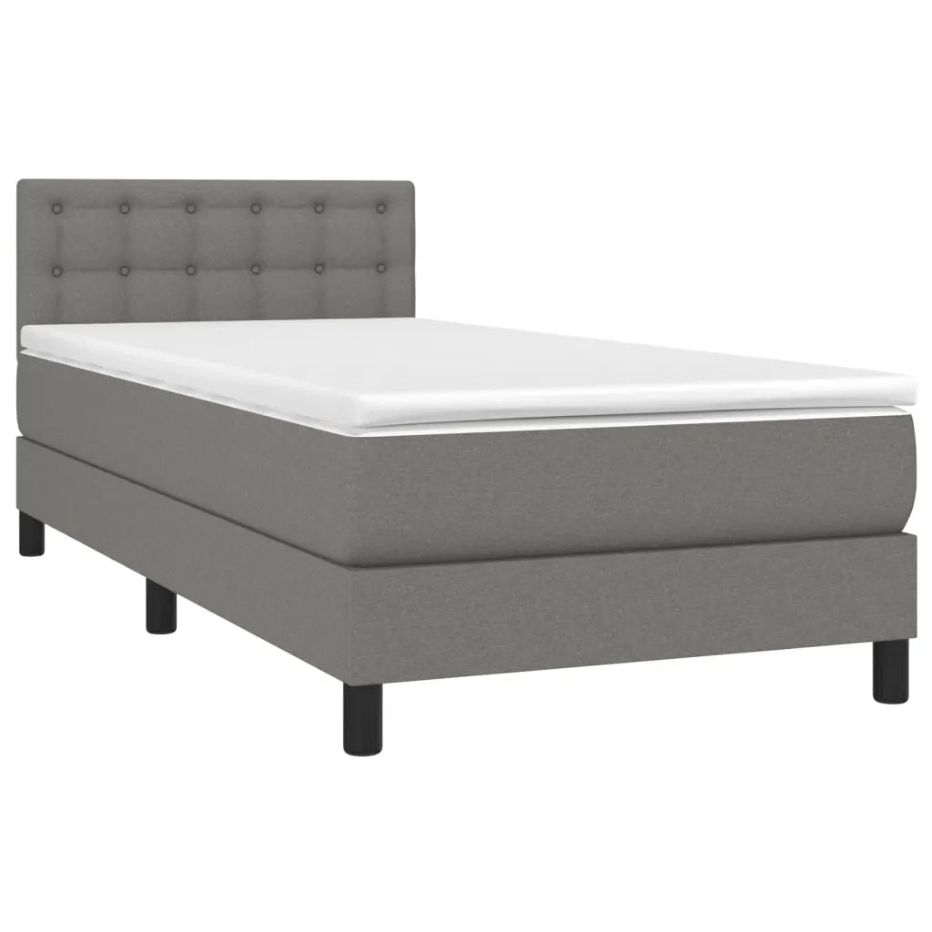 Letto a Molle Materasso e LED Grigio Scuro 80x200 cm in Tessuto cod mxl 37536