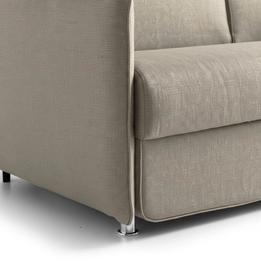 Monleale, Divano Fisso 2 Posti Sfoderabile Made in Italy, 160x95x90h cm Grigio Tortora