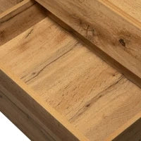 Mobile TV Moderno Colorblocking con Venature in Legno e Superficie Lucida, Design Irregolare, Senza Maniglia, Rovere + Antracite, Nero