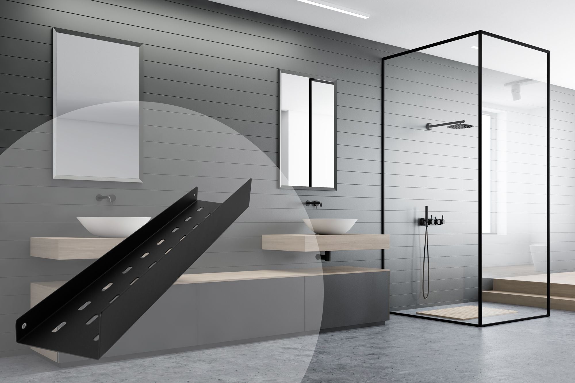 Mensola Da Bagno Sf04 60cm Black Matt