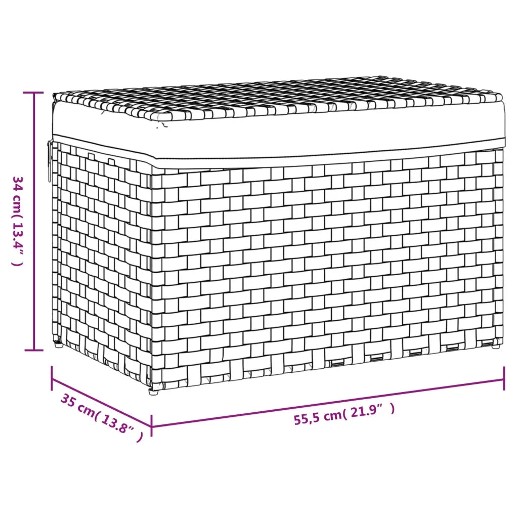 Cesto Biancheria Coperchio Marrone Scuro 55,5x35x34 Polyrattan CFW9698030