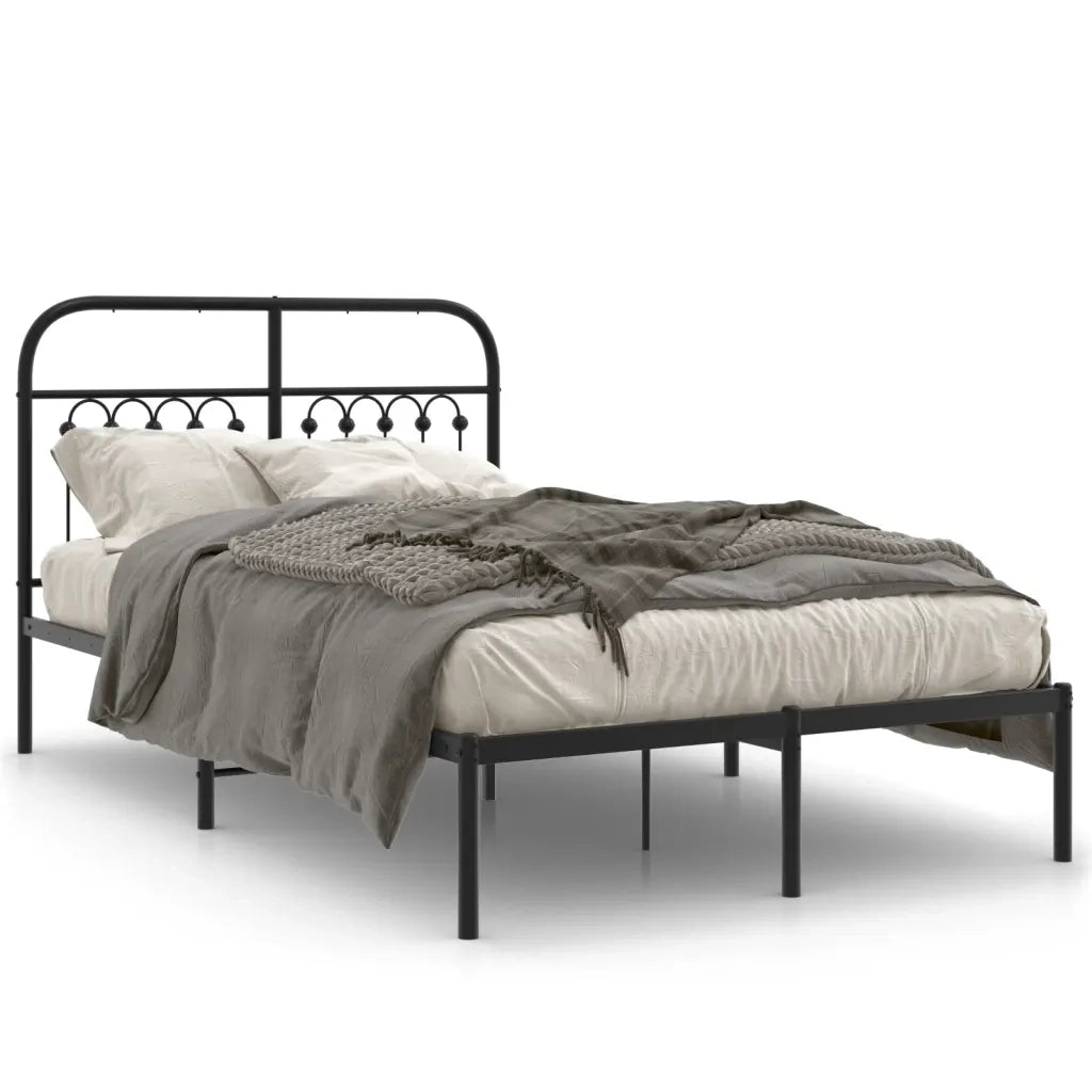 Giroletto con Testiera-Struttura Letto con testiera in Metallo Nero 120x200 cm 898026