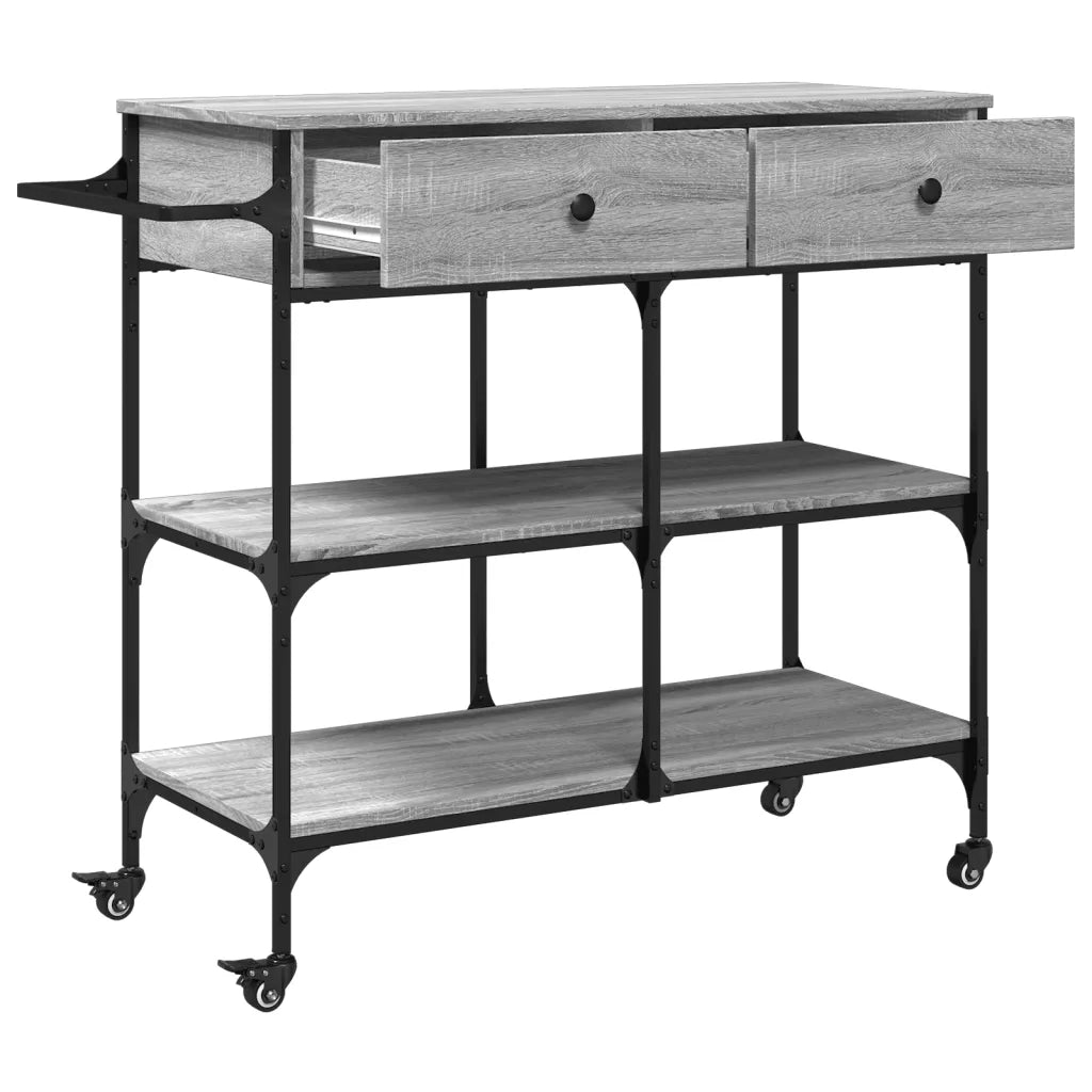 Carrello Cucina-Scaffale per Cucina Grigio Sonoma 105x42x95 cm in Legno Multistrato
