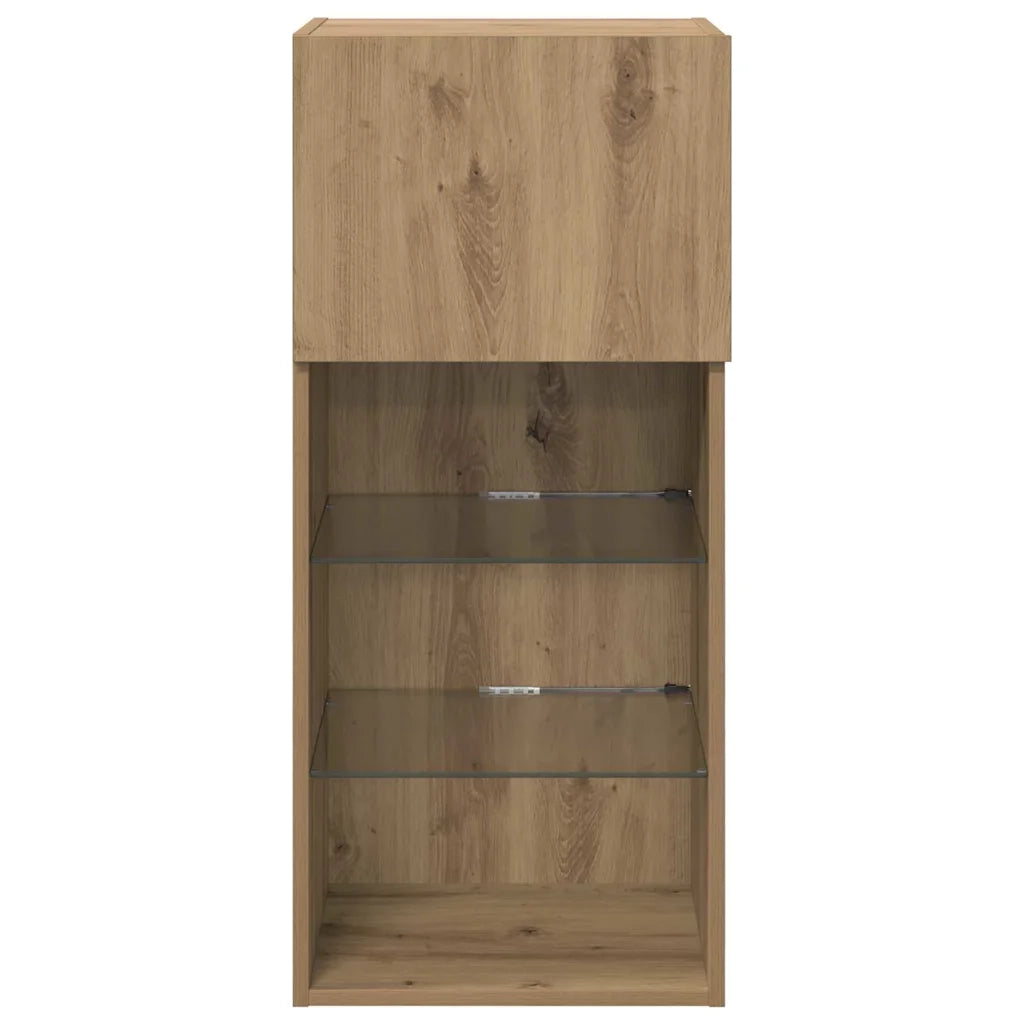 Mobiletti TV a parete con LED 2 pcs Rovere artigianale 882957