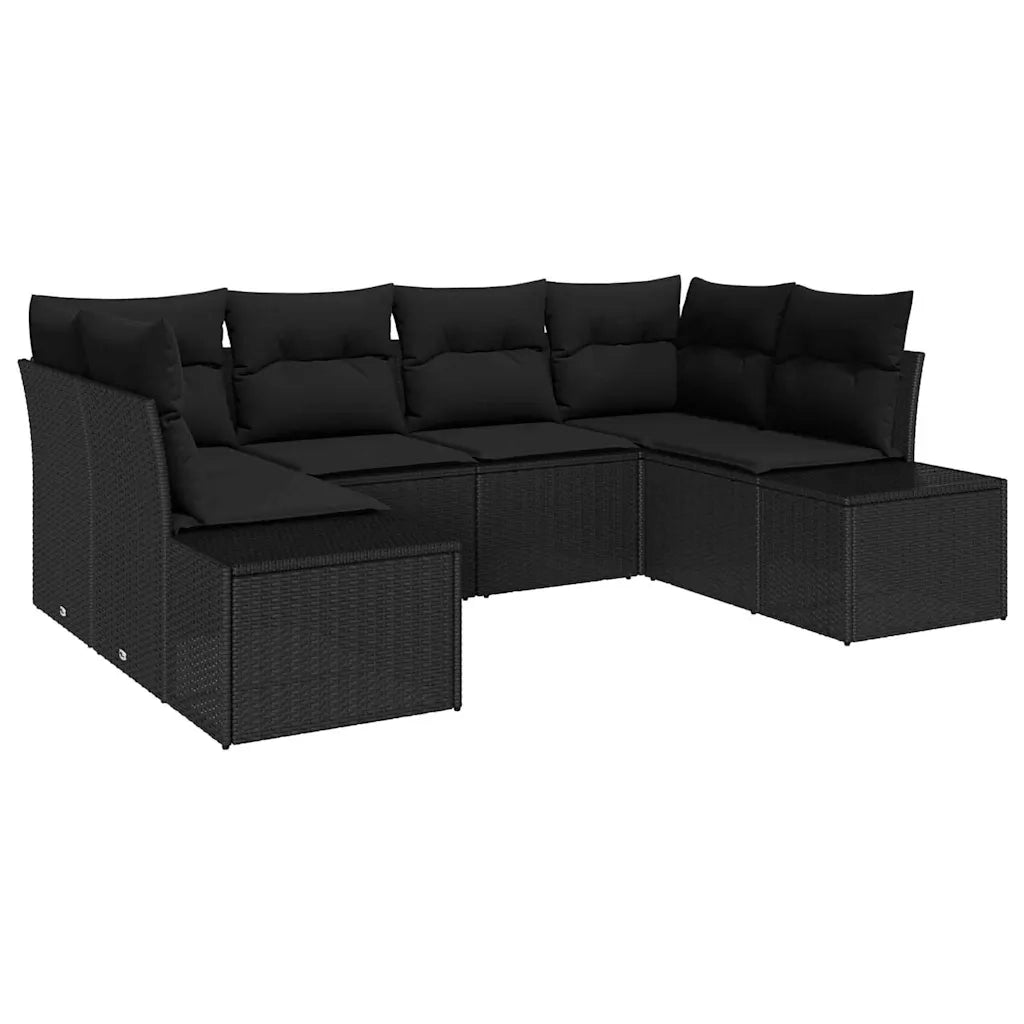 Set Divano da Giardino con archiviazione 6 pcs Nero Poly Rattan 3355872