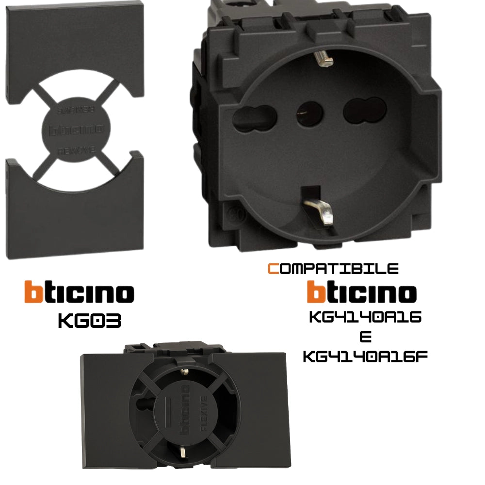 Cover bticino living now per prese standard p40 2 moduli varie finiture *** colore nero, confezione 1
