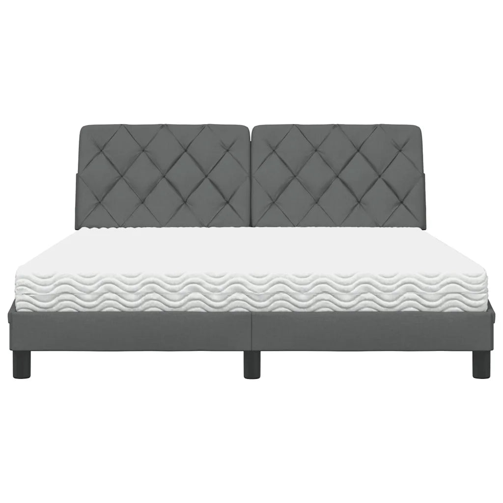 Letto con Materasso Grigio Scuro 160x200 cm Tessuto 3310749