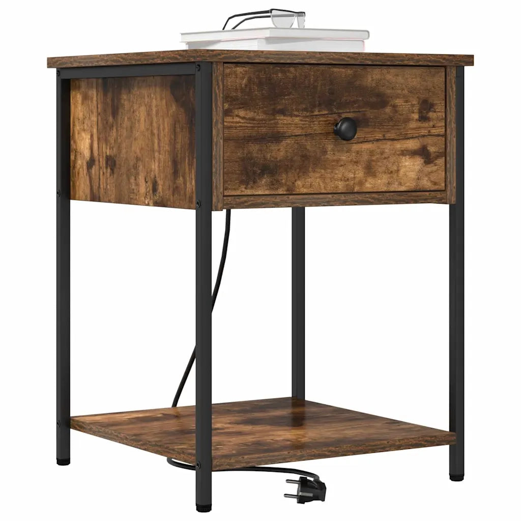 Comodino | Armadio da Notte | Mobiletto da notte Rovere fum¨¦ 42 x 41 x 56 cm Legno multistrato