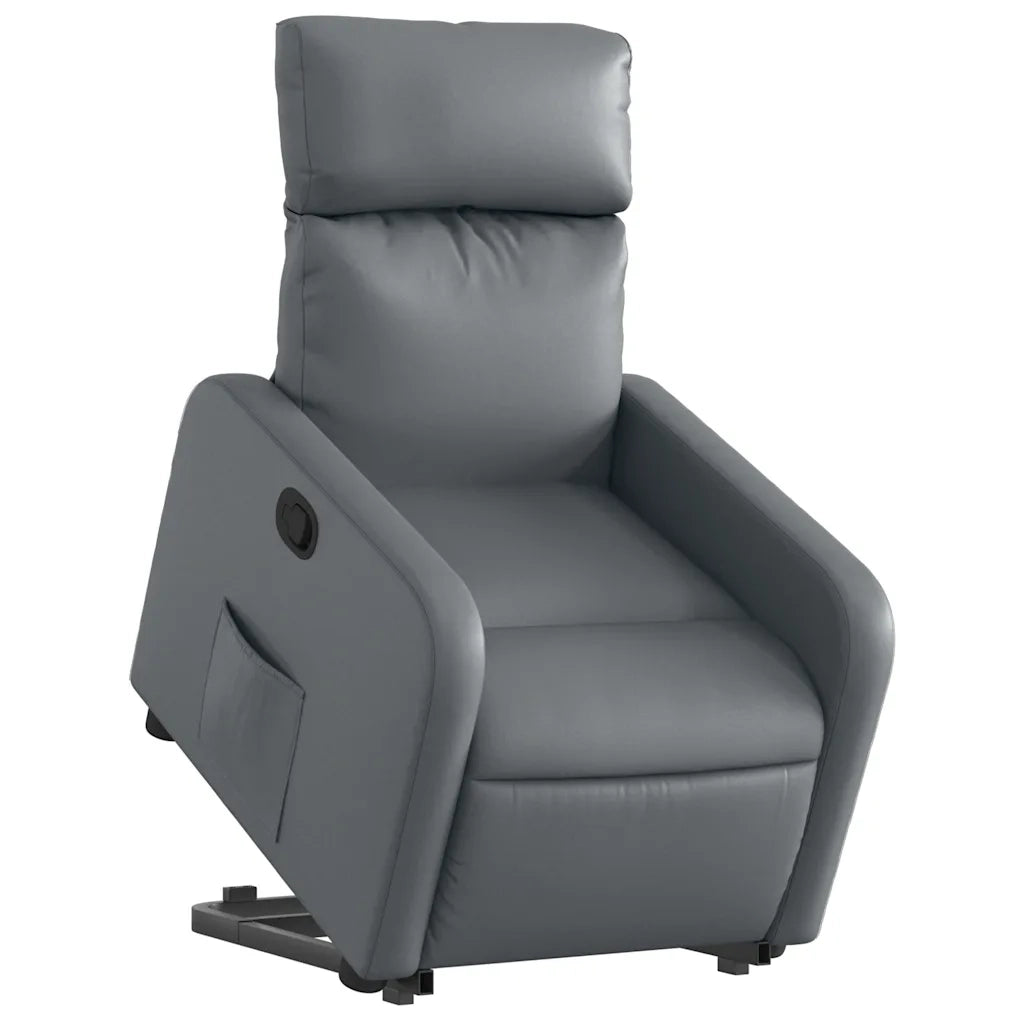 Poltrona Alzapersona Reclinabile Grigio in Similpelle