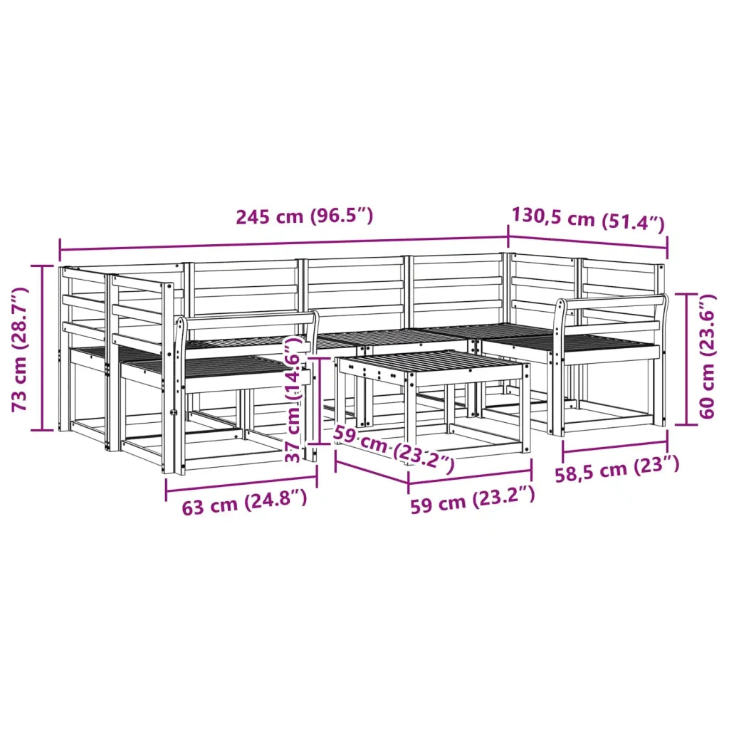 Set di divani da esterno 7 pcs Bianco 59 x 59 x 37 cm 3387313