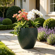 VASO in ceramica Ø46 cm H 53 cm verde scuro lucido con fori di drenaggio