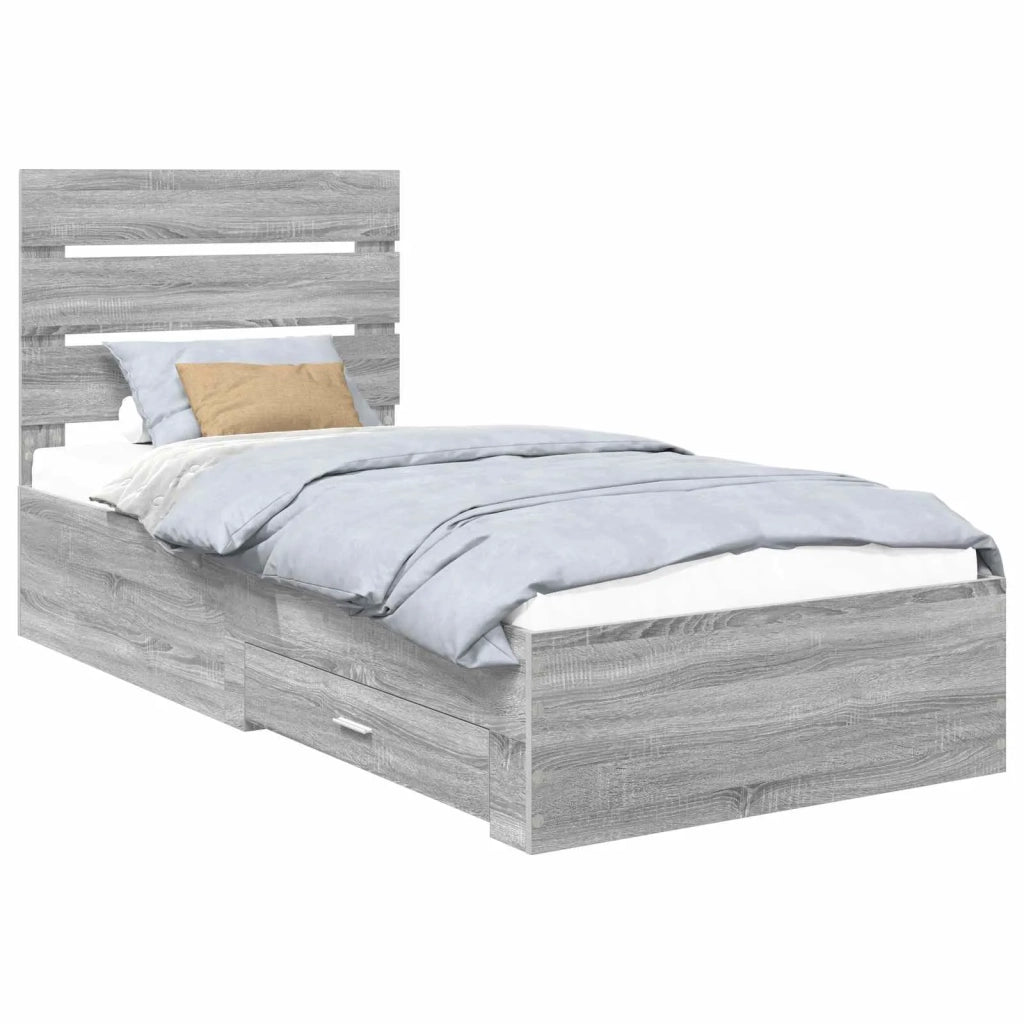 Struttura del letto Grigio Sonoma 90 x 190 cm Legno multistrato 3412025