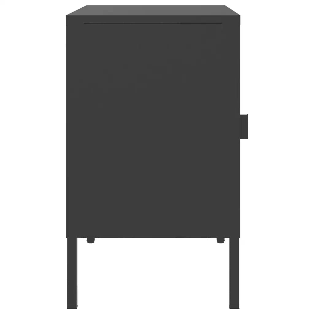 Comodini 2 pz Neri 50x35x60 cm in Vetro e Acciaio