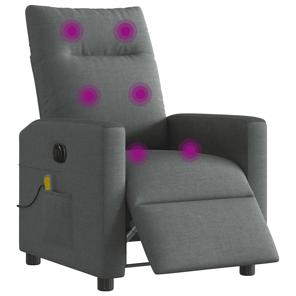 Divano Sedia-Poltrona Reclinabile Massaggio Elettrica Grigio Scuro Tessuto 955661