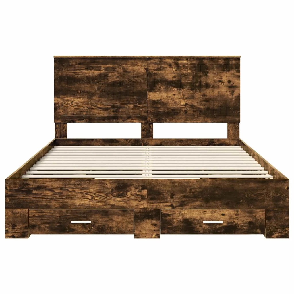 Struttura del letto Rovere fumé 150 x 200 cm Legno multistrato 3411293